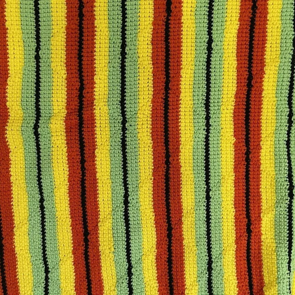 Crochet Throw Afghan Blanket Textured 49.5 x 59 Green Orange Yellow Black MCM